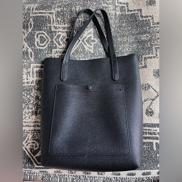 Black Faux Leather Versatile Large Crossbody Tote Bag Purse - Picture 2 of 5